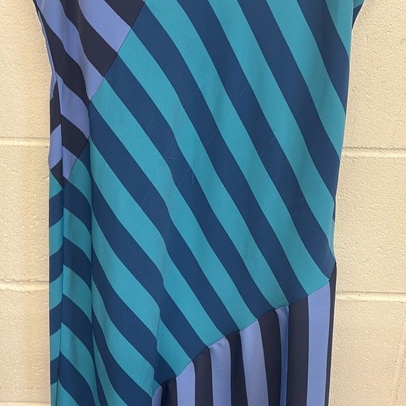 RTR sz 16 (1x) Saunders blue stripe slip v neck strappy asymmetrical skirt dress - Picture 8 of 10